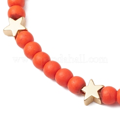 Bracciali elastici in perline turchesi sintetiche tinte per donna uomo&nbsp;BJEW-JB11311-02