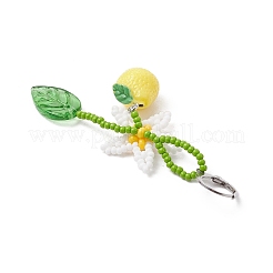 Segnapunti con perline di vetro e resina di fiori di limone&nbsp;HJEW-MZ00281