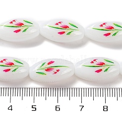 Stampa di perle ovali di vetro per la realizzazione di collane e bracciali&nbsp;GLAA-B020-01A-13