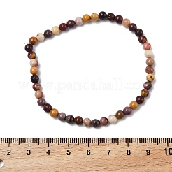 Bracelets extensibles de perle en mokaite naturel ronde&nbsp;BJEW-L594-B05