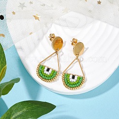 Boucles d'oreilles à tige en forme de larme et de perles de rocaille&nbsp;EJEW-MZ00251-02