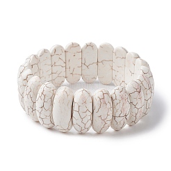 Braccialetti elasticizzati con perline ovali turchesi sintetici tinti&nbsp;BJEW-P299-02