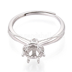 Rhodinierte 925 Sterling Silber Micro Pave Zirkonia Verlobungs-Solitärring-Fassungen&nbsp;STER-T008-19P