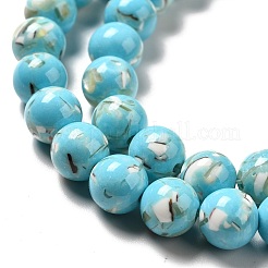 Fili di perle sintetiche turchesi e conchiglie montate&nbsp;G-D482-01E-07