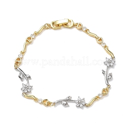Pulseras de cadena de eslabones de circonita cúbica micropavé de latón para mujer&nbsp;BJEW-C156-04B-05GP