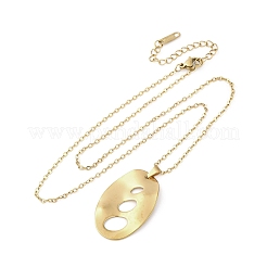 Colliers pendentifs ovales texturés creux en acier inoxydable 304&nbsp;NJEW-M096-24G