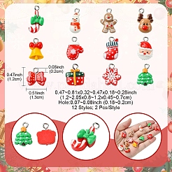 24pcs 12 Arten Weihnachtsthema-undurchsichtige Harzanhänger&nbsp;RESI-FS0001-86B