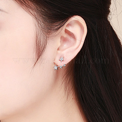 Anlaufgeschützte rhodinierte 925 Sterling Silber Ohrstecker&nbsp;HJEW-FF0012-22