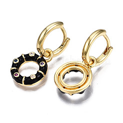 Orecchini a cerchio huggie in zirconi cubici micro pavè di ottone&nbsp;EJEW-T014-42G-NF