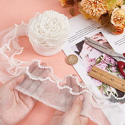 Bordure en dentelle plissée en polyester 2 couche&nbsp;OCOR-WH0088-46A