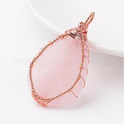 Colgantes naturales de cuarzo rosa&nbsp;G-K122-03RG