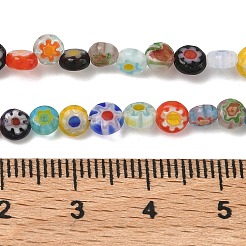 Handmade Millefiori Glasperle flach rund Stränge&nbsp;LK-P010-A-04