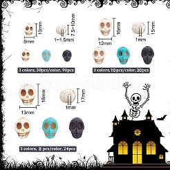 144 filo di perline sintetiche turchesi di Halloween in 9 stili&nbsp;TURQ-AR0001-25