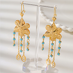 Eleganti orecchini a cerchio con fiore in ottone e nappa ovale&nbsp;PF9976-2