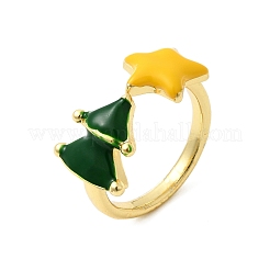 Weihnachts-Manschettenringe aus Messing und Emaille für Damen&nbsp;RJEW-L336-04G-02