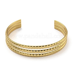 Brazaletes abiertos de múltiples hilos de acero inoxidable 202 con revestimiento al vacío de PVD para mujeres&nbsp;BJEW-M317-07D-G