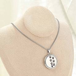 Collier diffuseur d'aromathérapie en acier inoxydable chirurgical 316 avec pendentif rond plat creux et chaîne&nbsp;NJEW-R016-01P-06
