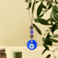 1 pendentif décoratif en verre bleu contre le mauvais œil&nbsp;HJEW-CN0001-42B