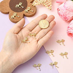 10 Stück Rack Plating Messing Pavé klar Zirkonia Bowknot Verbinder Charms&nbsp;KK-SC0006-74