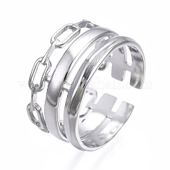 Anello polsino aperto con catena in acciaio inossidabile 304 anti-ossidazione&nbsp;RJEW-T023-08P