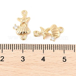 Messing klare Zirkonia Seestern Muschelform Verbinder Charms&nbsp;KK-R219-01G