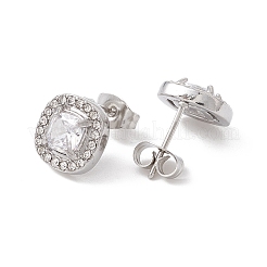 Aretes cuadrados con circonio cúbico y rhinestone&nbsp;EJEW-A080-06P