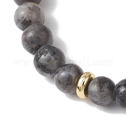 Pulsera elástica de cuentas redondas de larvikita natural&nbsp;BJEW-JB13057