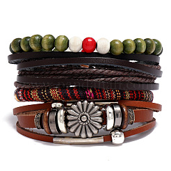Ensembles de bracelets réglables en cuir de vache de style punk&nbsp;WG74349-01