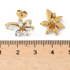 Pendiente de botón de acero inoxidable 304 con micropavé de vidrio y circonita cúbica para mujer&nbsp;LS-EJEW-K302-06G