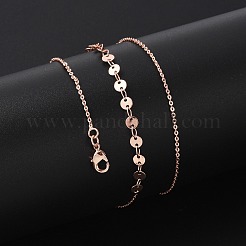 Collane con catene piatte e cavi in ottone con paillettes per donna&nbsp;NJEW-D302-40RG