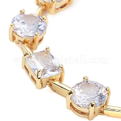 Gestellplattierte Messing-Pavé-Halsketten mit flachen&nbsp;NJEW-B109-01G-02