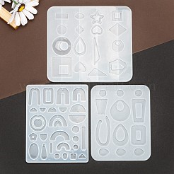3 pz geometria/teardrop/cuore ciondolo e collegamenti stampi in silicone&nbsp;DIY-LS0003-23