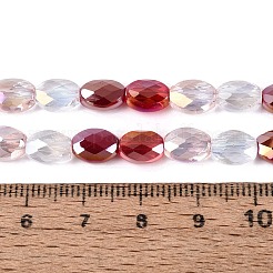 Fili di perline di vetro opache e trasparenti con effetto giada galvanizzata.&nbsp;EGLA-Q135-6x8MM-01A