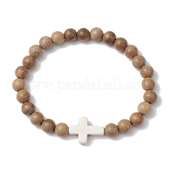 Bracelets extensibles en perles de bois pour hommes&nbsp;BJEW-JB11303-02