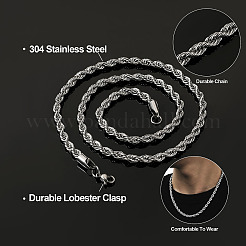 Ensemble de colliers et chaînes torsadées en acier inoxydable 304&nbsp;STAS-TA0004-82