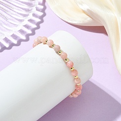 Braccialetti elasticizzati da donna con perline non magnetiche in opale rosa naturale ed ematite sintetica&nbsp;BJEW-JB13940-03