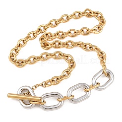 Collana con catena a maglie ovali in acciaio inossidabile 304 bicolore per donna&nbsp;NJEW-T020-03A-GP