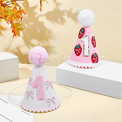 2 chapeau d'anniversaire pour bébé en tissu bicolore&nbsp;AJEW-BC0010-33