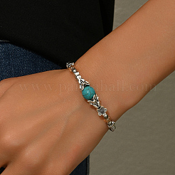 Eleganti bracciali da donna con perline rotonde in turchese sintetico e lega di zinco&nbsp;ZF9311-1