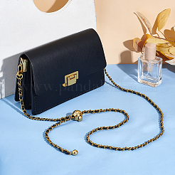 Cuero de pu negro con cadenas de correa de bolso de aleación.&nbsp;AJEW-WH0515-79G