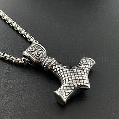 Vintage Punk-Stil 304 Edelstahl Wikinger Hammer Anhänger Halsketten für Männer&nbsp;EH8058