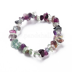 Unisex Chip natürliche Fluorit Perlen Stretch Armbänder&nbsp;BJEW-S143-14