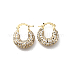 Orecchini a cerchio tondo piatto in ottone con micro pavé di zirconi cubici trasparenti&nbsp;EJEW-K318-04A-G