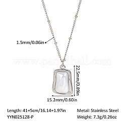 Colliers à pendentif rectangulaire irrégulier en acier inoxydable 304 avec perles d'imitation pavées pour femmes&nbsp;KV2897-2