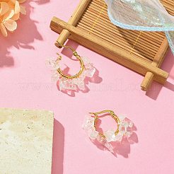 Boucles d'oreilles créoles tressées en cristal de quartz naturel&nbsp;EJEW-JE04940-06