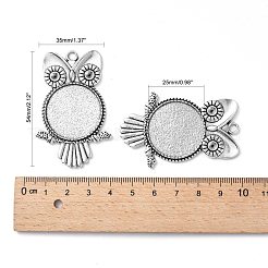 Tibetischer Stil Legierung Strass Anhänger Fassungen für Cabochon&nbsp;TIBEP-4494-AS-FF