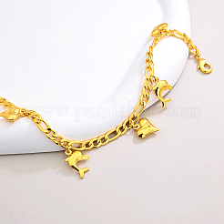 Mode elegante Messing Herz Delphin Charme Figaro Kette Armbänder für Frauen&nbsp;NR0483