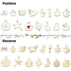 30pcs 15 styles de pendentifs en émail en alliage&nbsp;ENAM-YW0004-19