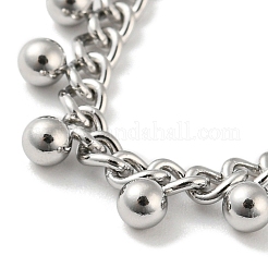 Tobilleras de cadena de eslabones con dijes de bolas redondas de acero inoxidable 304 que no se deslustran&nbsp;LS-AJEW-G054-01P