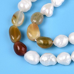 Pépites de cornaline naturelle et brins de perles de culture d'eau douce naturelles&nbsp;PEAR-N023-01A-03